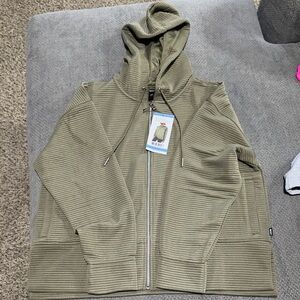 DKNY Utility Green Ottoman Full Zip Hoodie